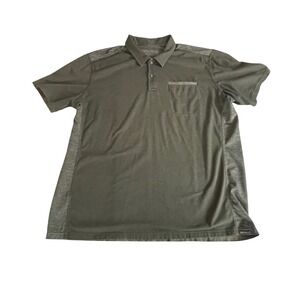 Eddie Bauer Travex Mens XL Olive Green Mesh Back Performance Polo Shirt Pocket